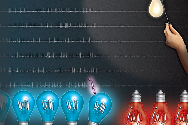 Rhodopsin proteins represented as light bulbs